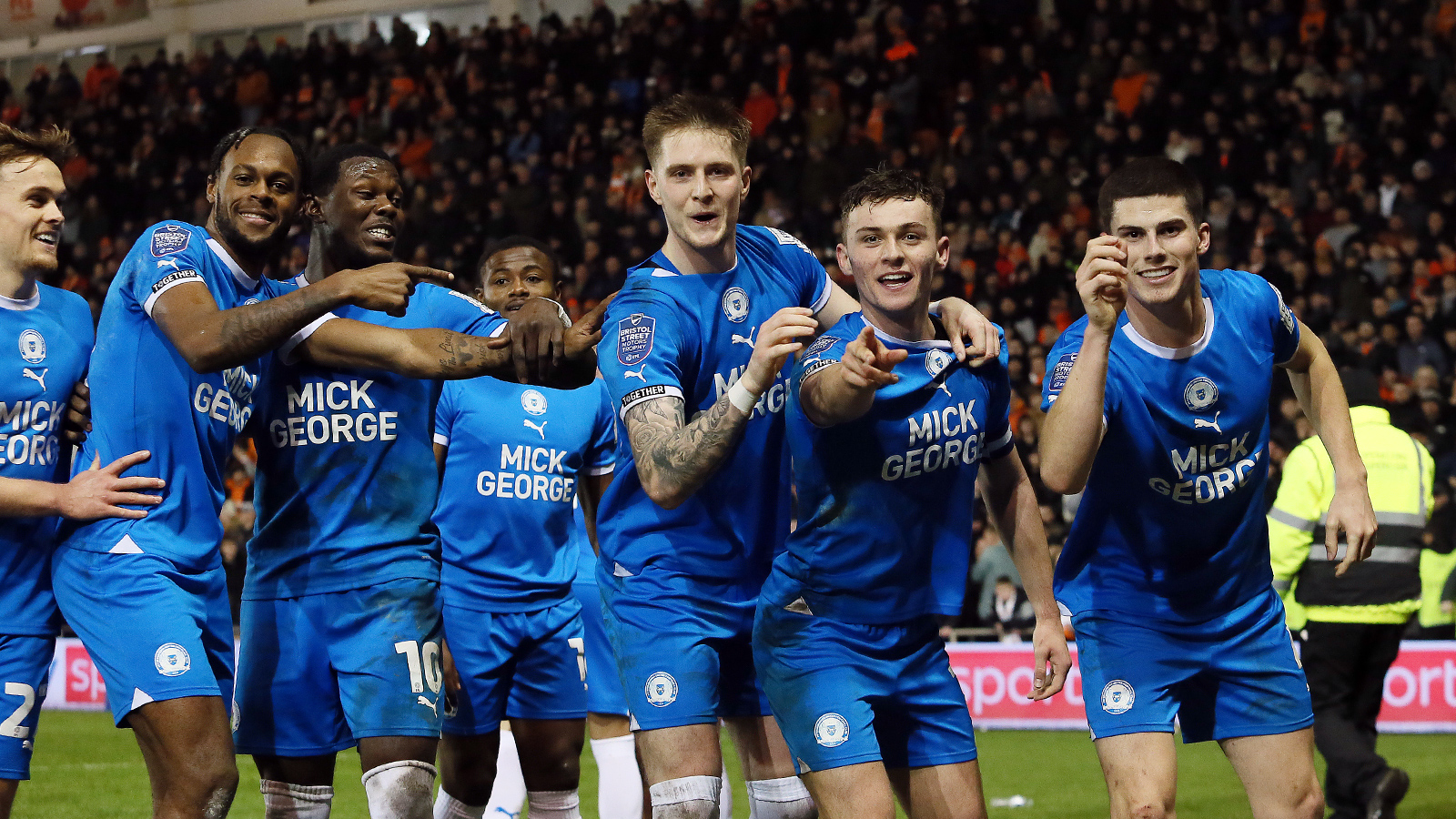 Harrison Burrows celebrates making it 2-0 at Blackpool