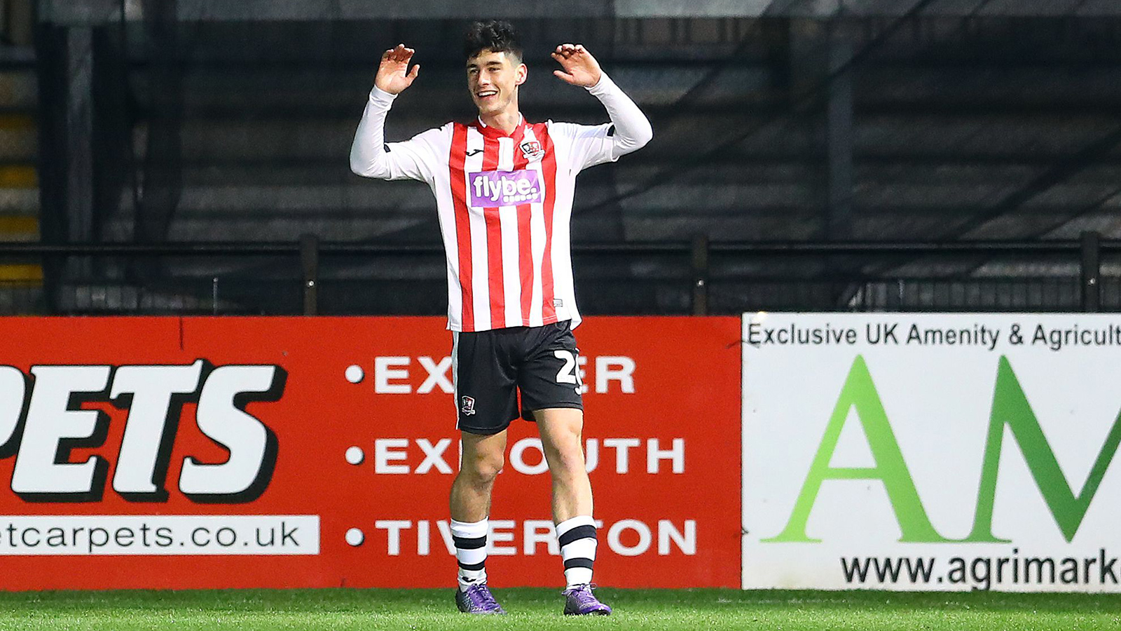 Joel Randall in action for Exeter City