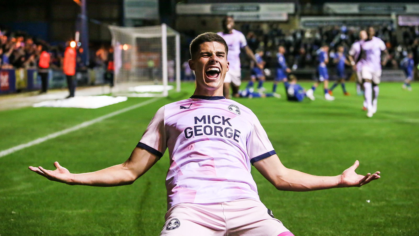 Ronnie Edwards celebrates scoring his goal at Carlisle United