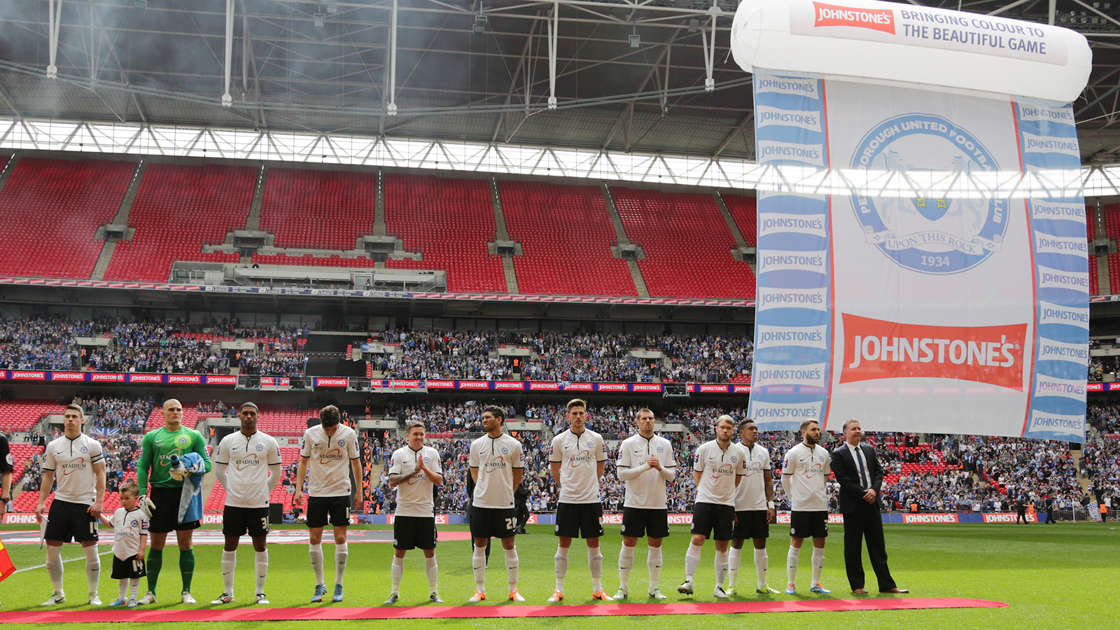 The Posh line-up ahead of the match at Wembley Stadium