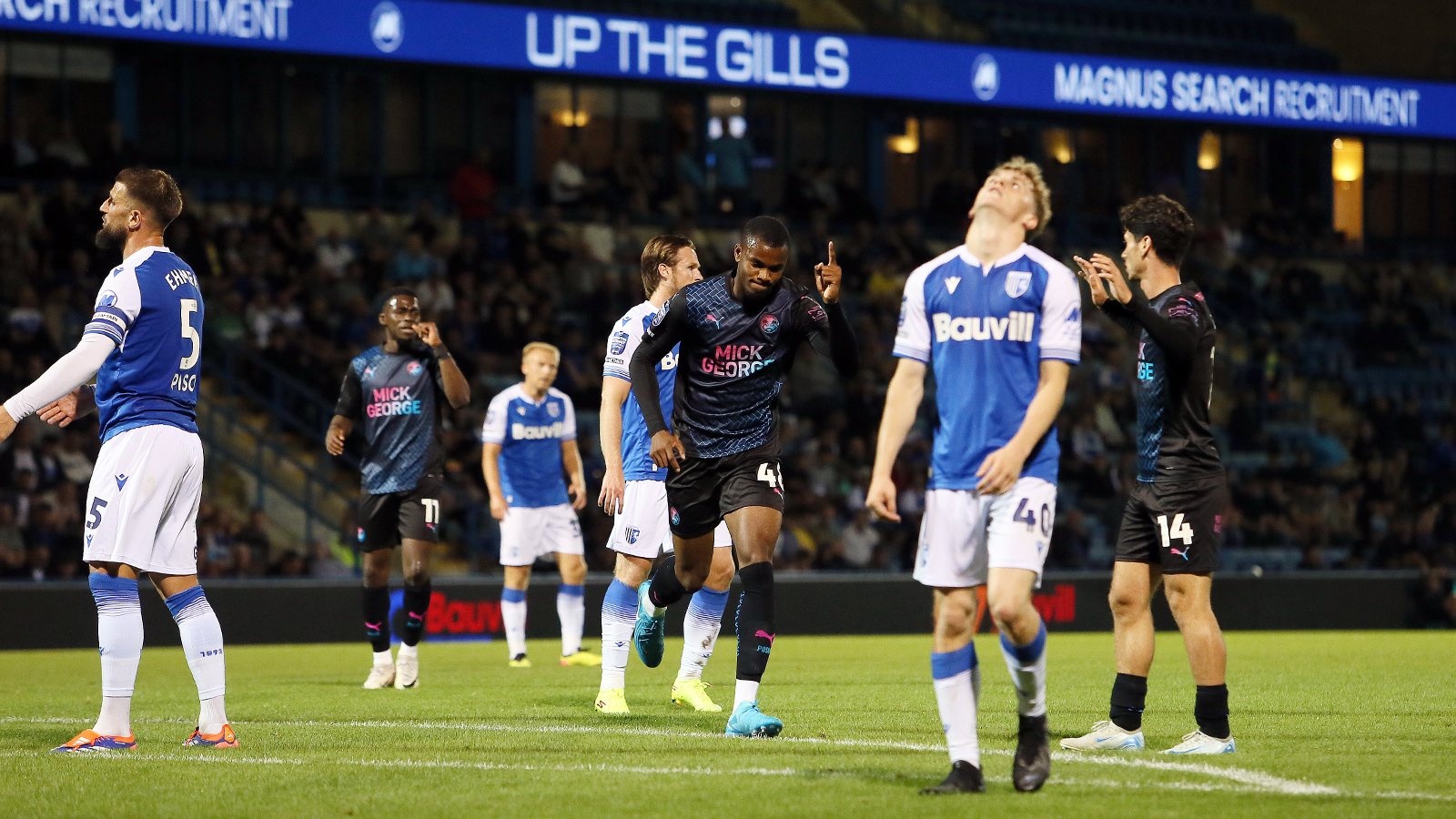 Bradley Ihionvien celebrates scoring against Gillingham