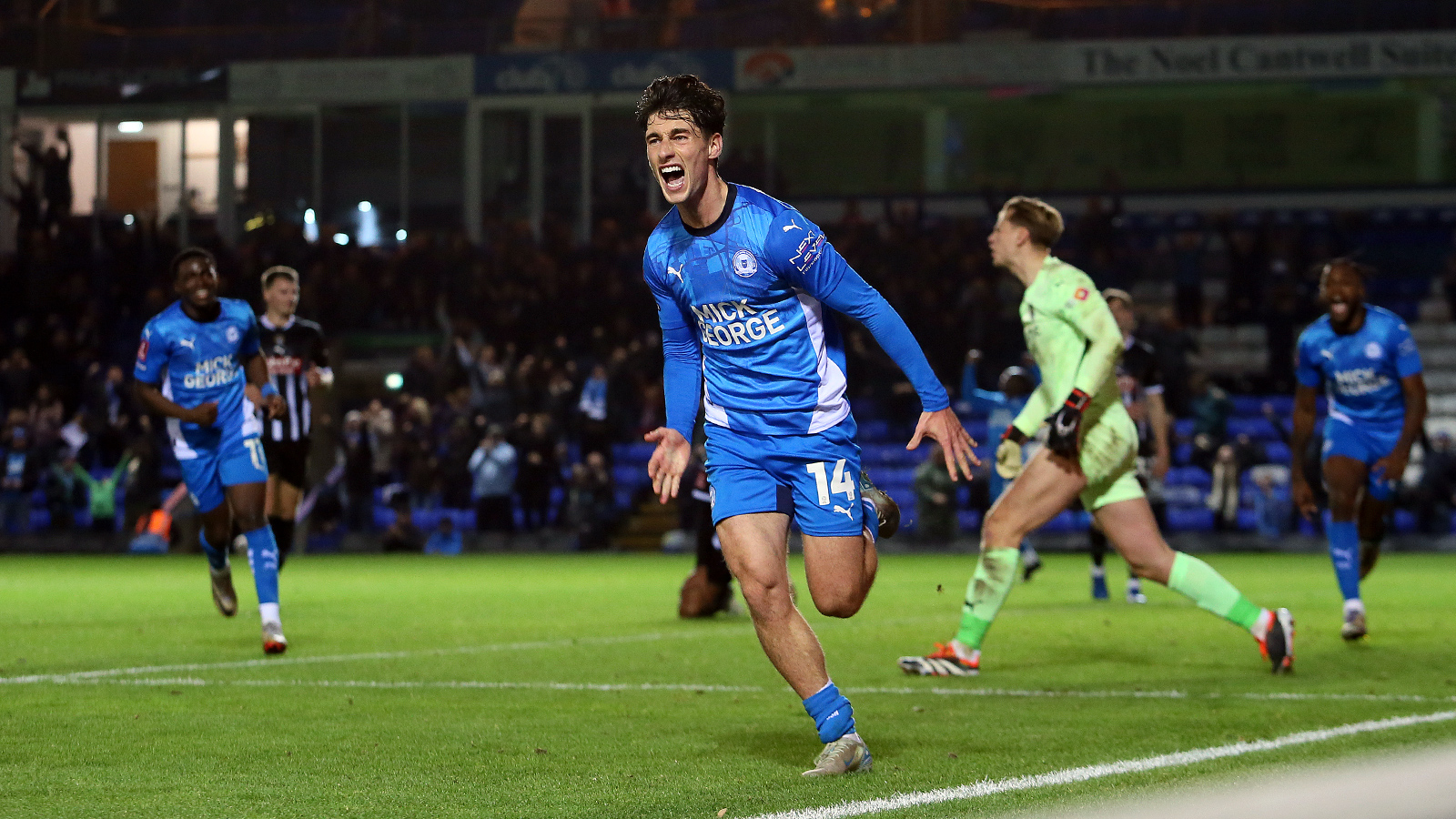 Joel Randall celebrates scoring