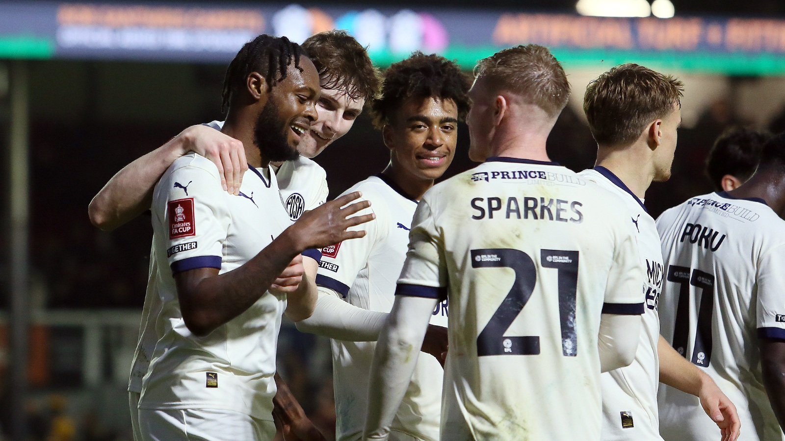 Ricky-Jade Jones celebrates scoring against Newport County