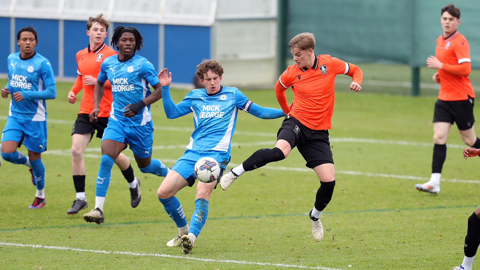 Action between Posh Under 21s and Sheffield Wednesday Under 21s