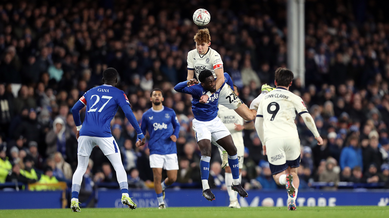 Action between Posh and Everton