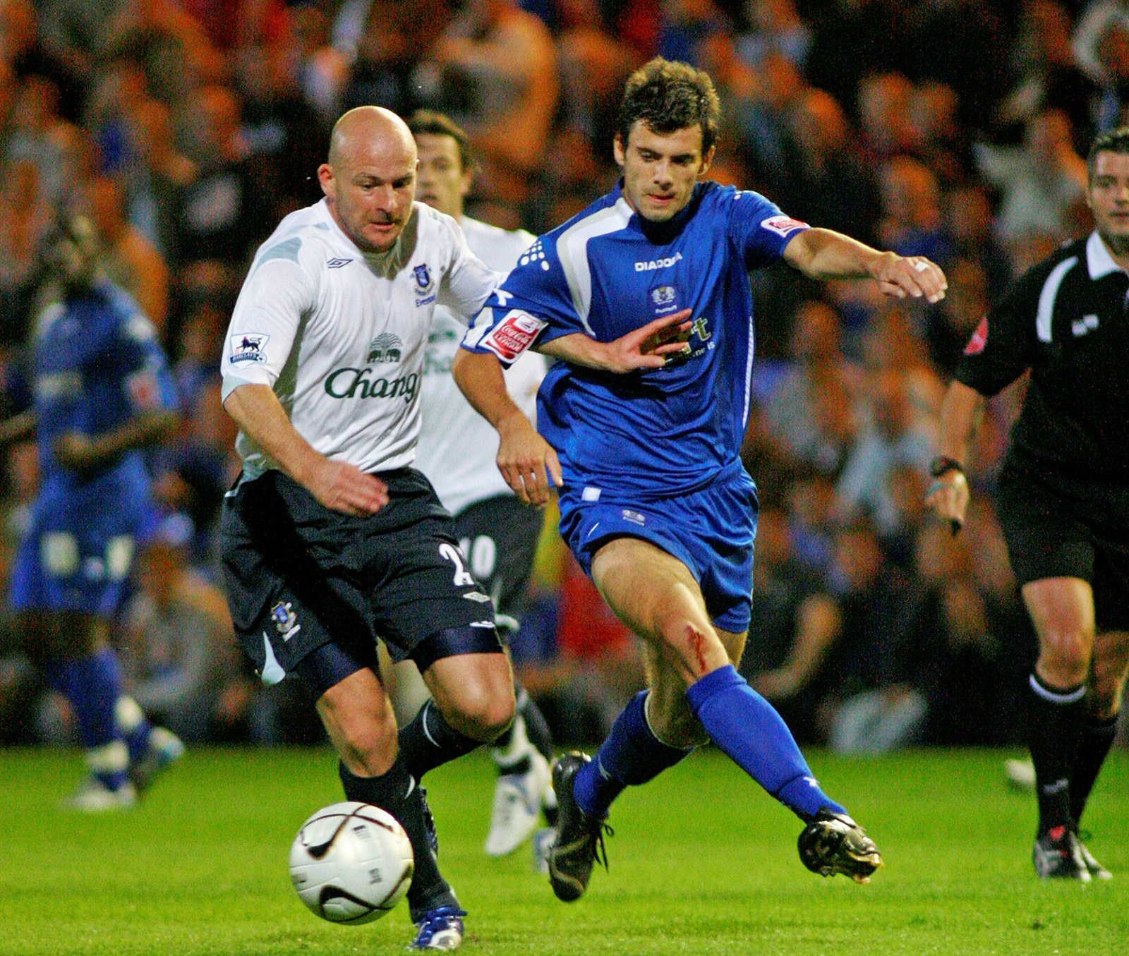 Action between Posh and Everton