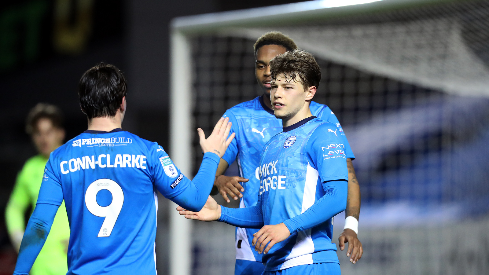 Gustav Lindgren is congratulated after scoring against Walsall