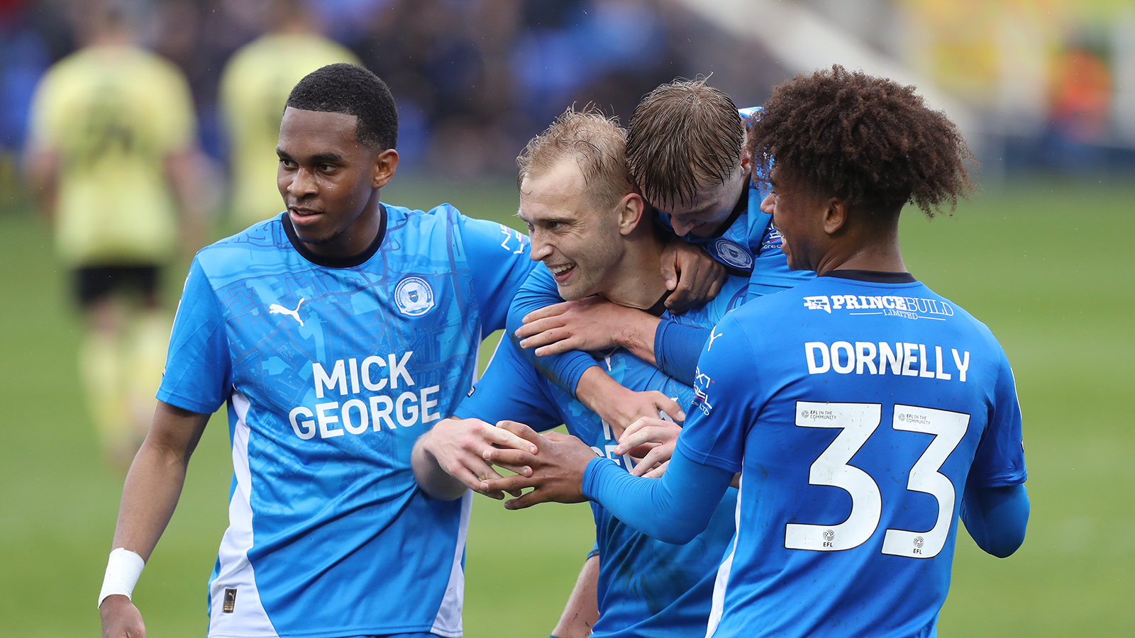 Sam Hughes celebrates his goal against Charlton Athletic