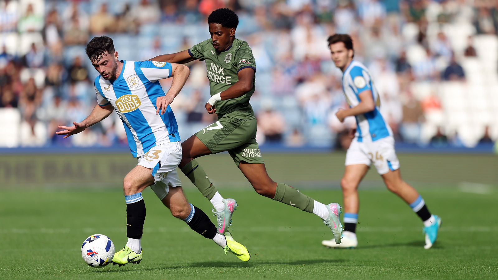 Action between Posh and Huddersfield Town