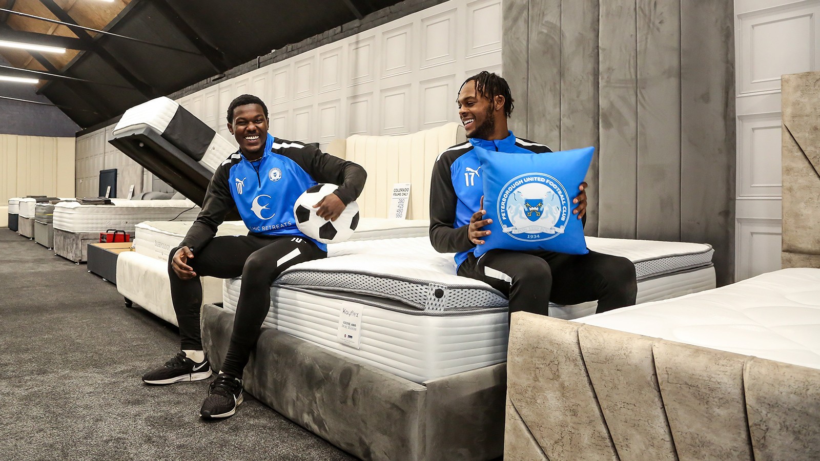 Duo Visit New Posh Beds Showroom Peterborough United The Posh