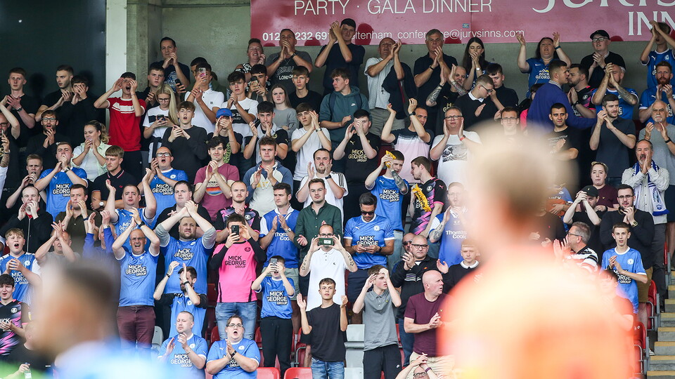 Posh fans at Cheltenham Town