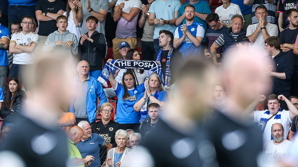 Posh fans at Cheltenham Town