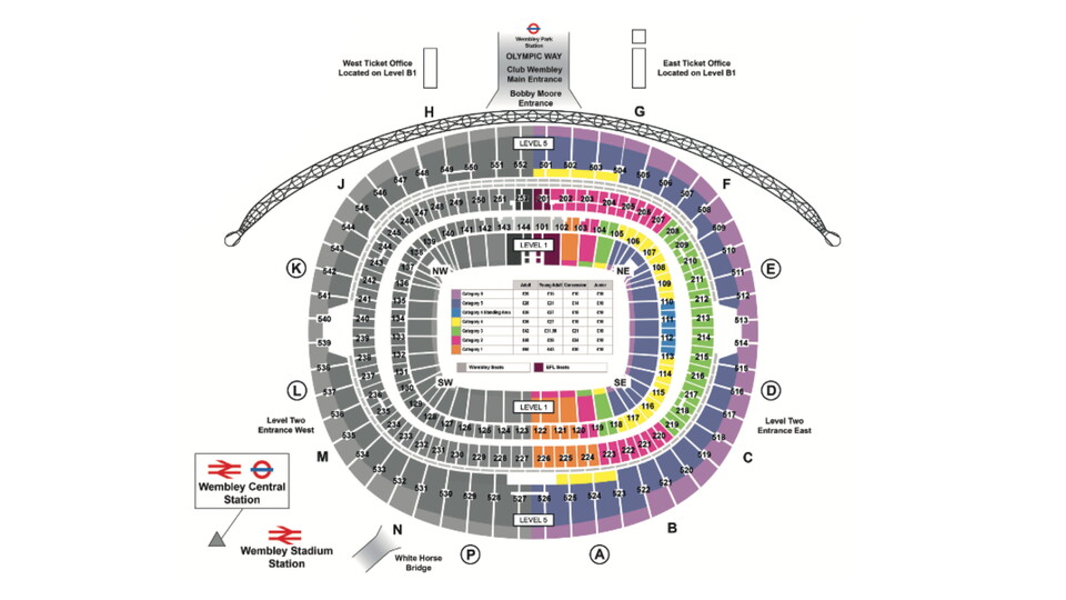 Wembley Stadium Seating Plan