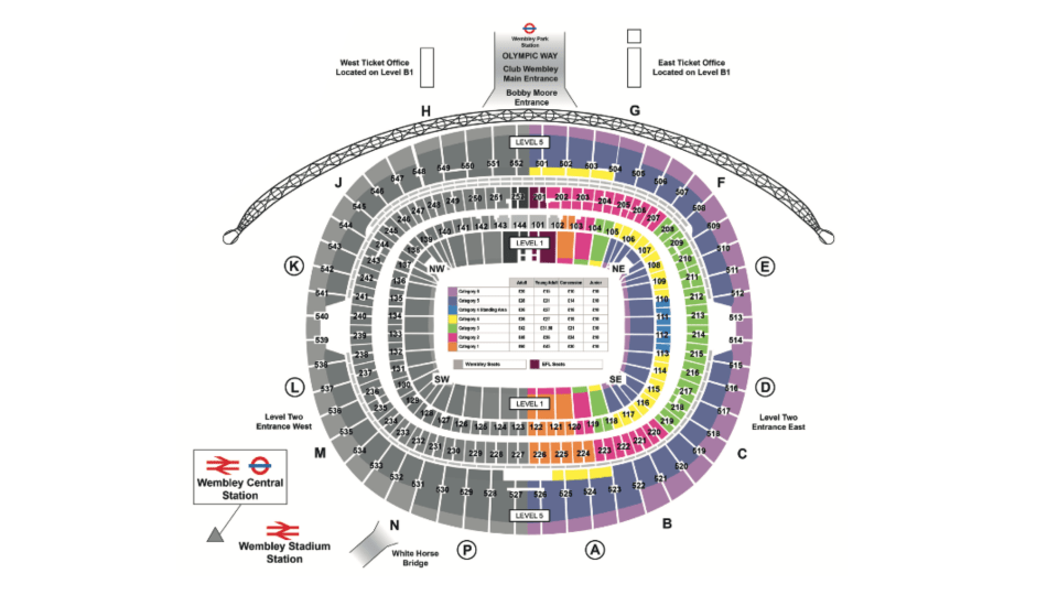 Wembley Stadium Seating Plan