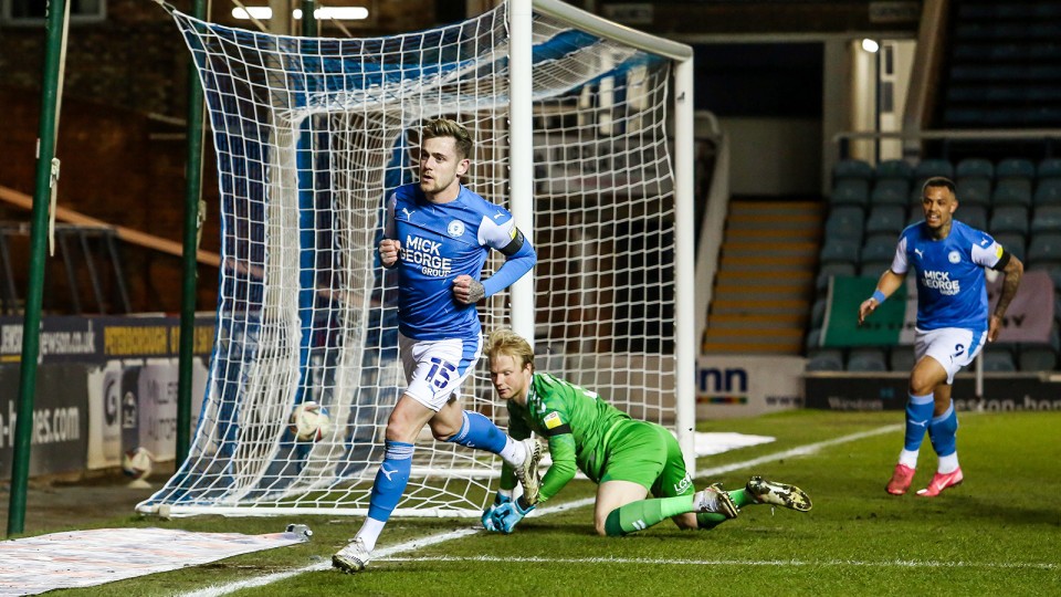 Sammie Szmodics celebrates scoring against Northampton Town