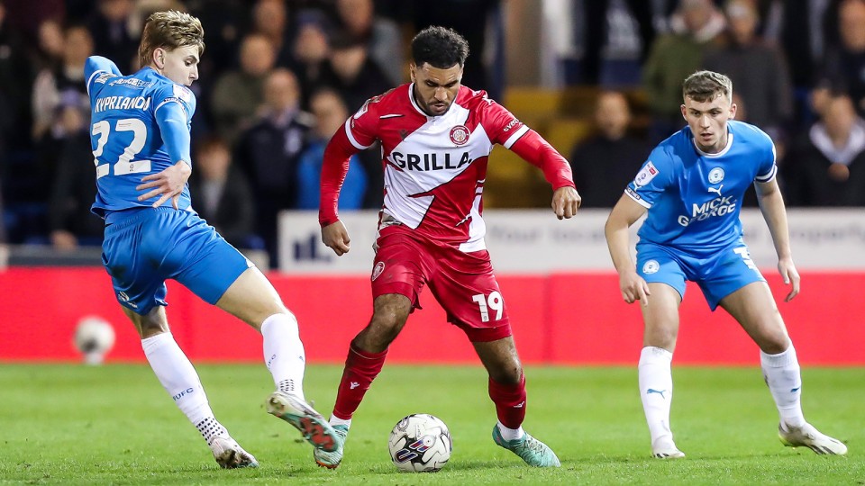 Jamie Reid in action for Stevenage against Posh last season