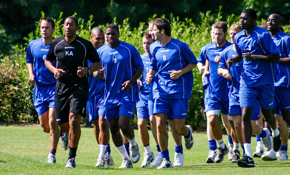 Keith Alexander and players in training