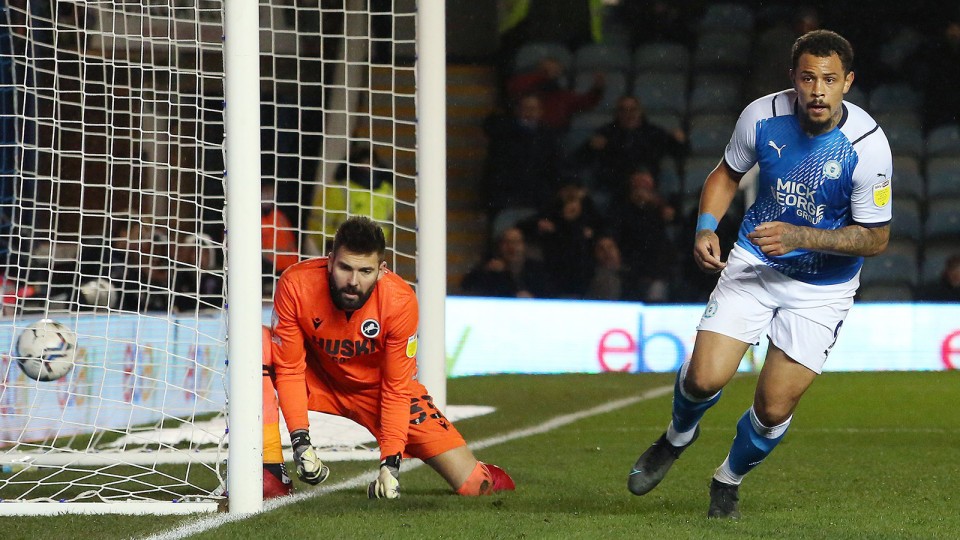 Jonson Clarke-Harris scoring against Millwall