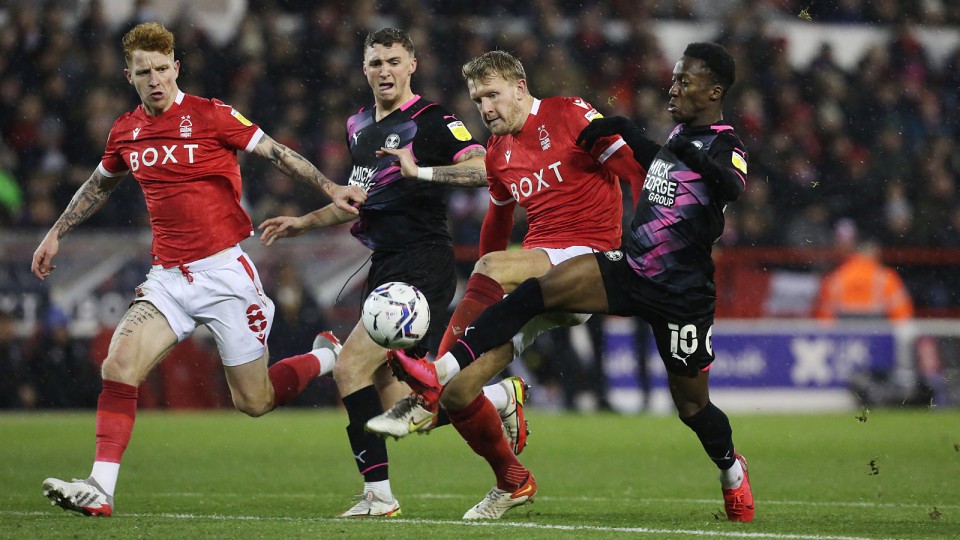 Action between Peterborough United and Nottingham Forest