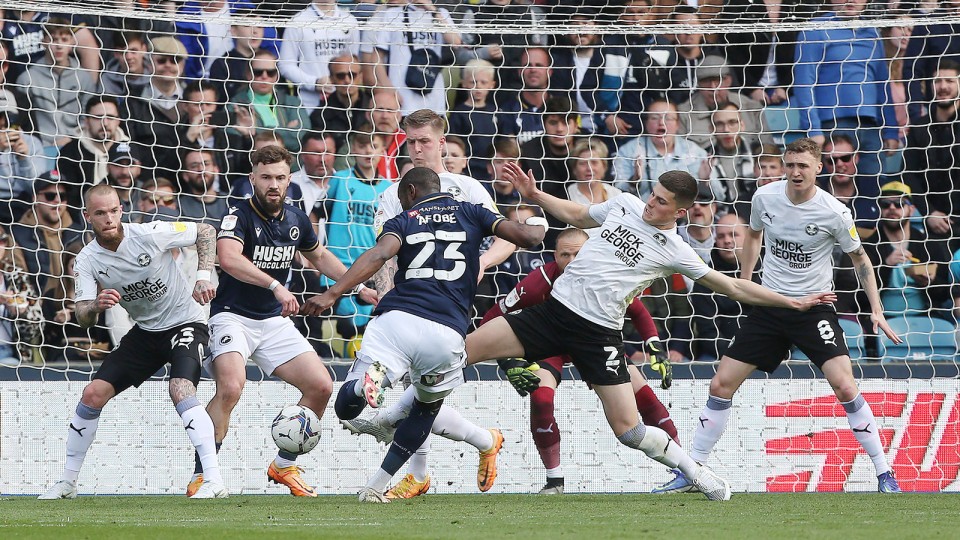 Action between Millwall and Posh