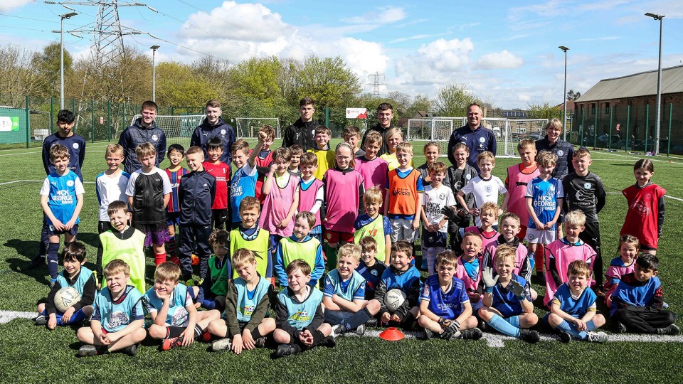 Ronnie Edwards and Harrison Burrows at the Posh Foundation Fun Days