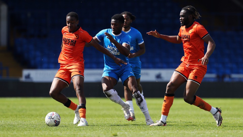 Action between Posh U21s and Millwall U21s