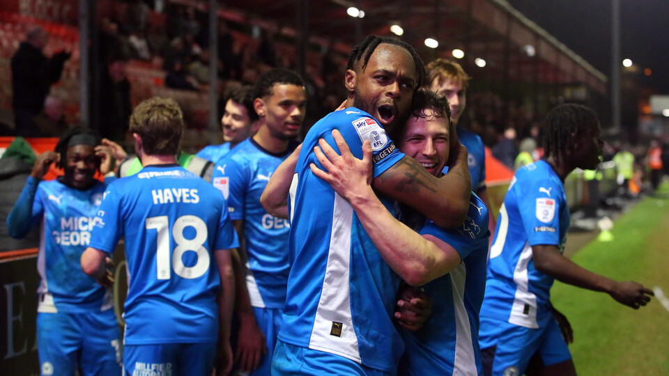 Ricky-Jade Jones celebrates his winning goal against Crawley Town