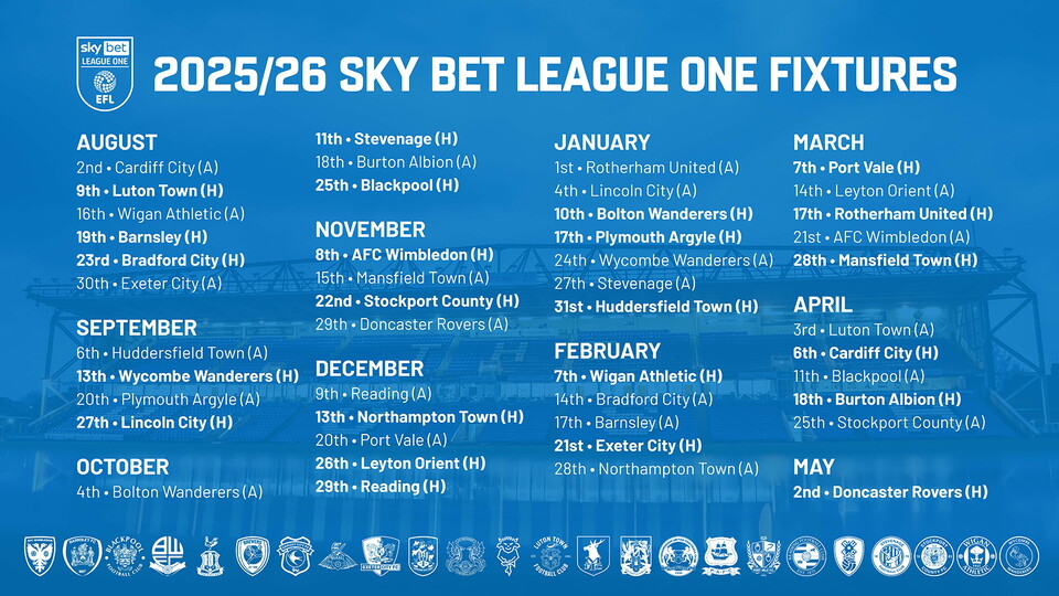 2025/26 Sky Bet League One Fixtures