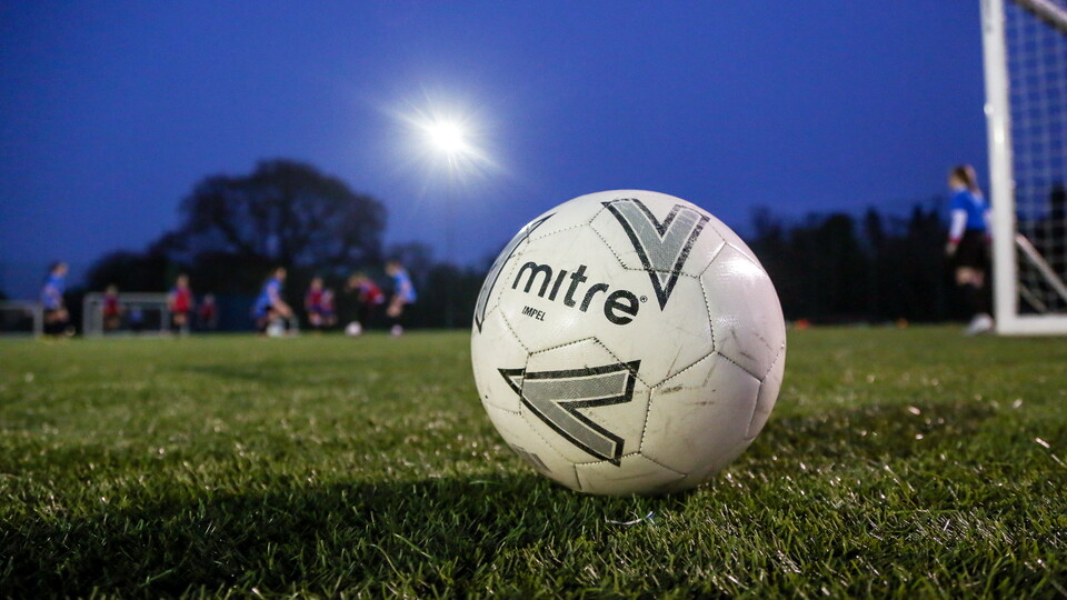 A general view of a football during a training session