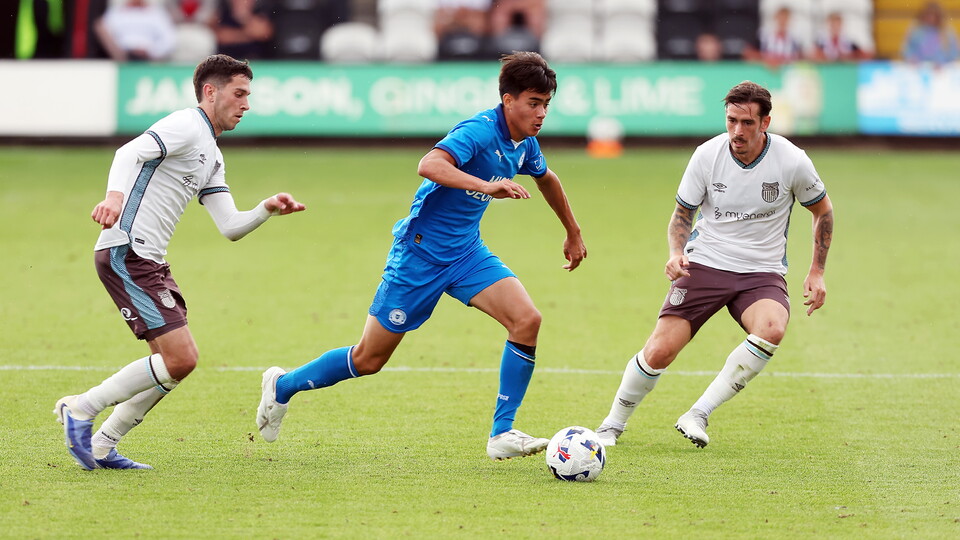 Eddie Fox in action against Grimsby Town