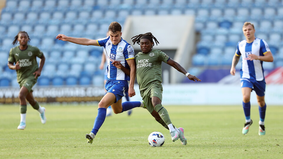 Abraham Odoh in action against Colchester United
