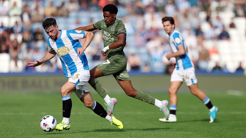 Action between Posh and Huddersfield Town
