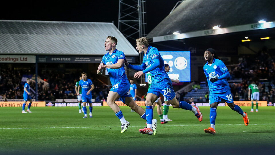 Ben Woods celebrates scoring against Stockport County