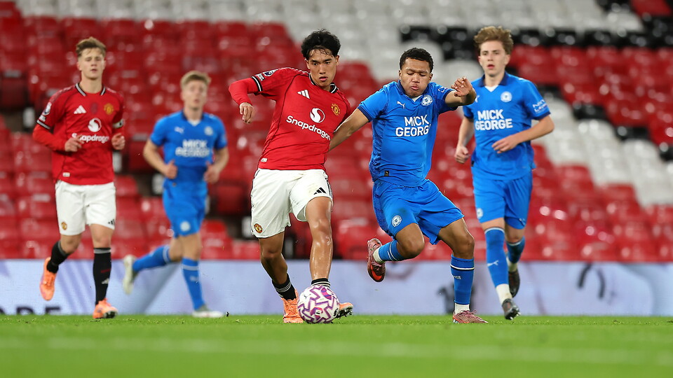 Action between Posh U18s and Manchester United U18s