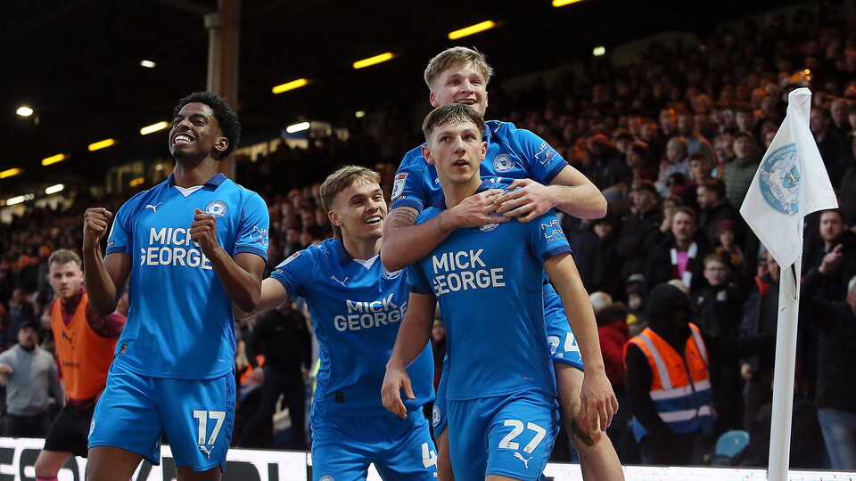 Harry Leonard celebrates scoring against Northampton Town