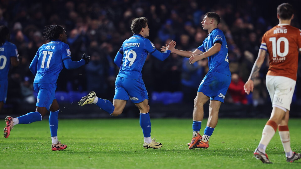 Gustav Lindgren celebrates scoring against Reading