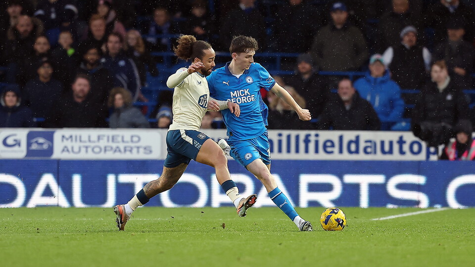 Action between Posh and Huddersfield Town