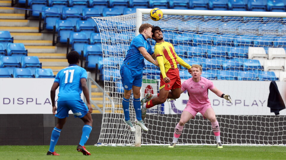 Lucca Mendonca scores for the Posh Under 21s against Watford
