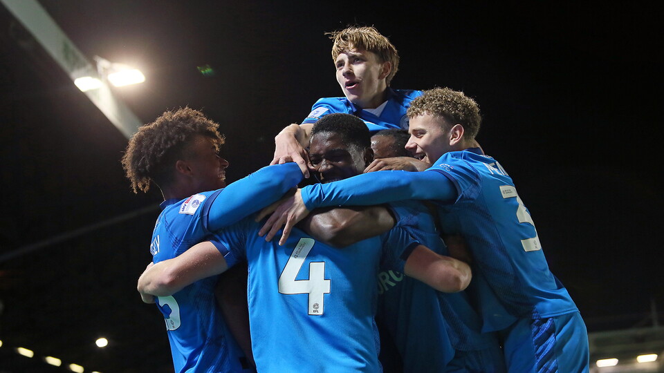 Posh players celebrate scoring