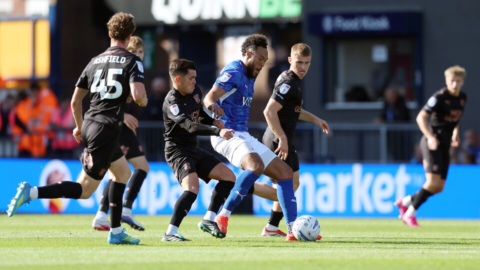 Action between Posh and Stockport County