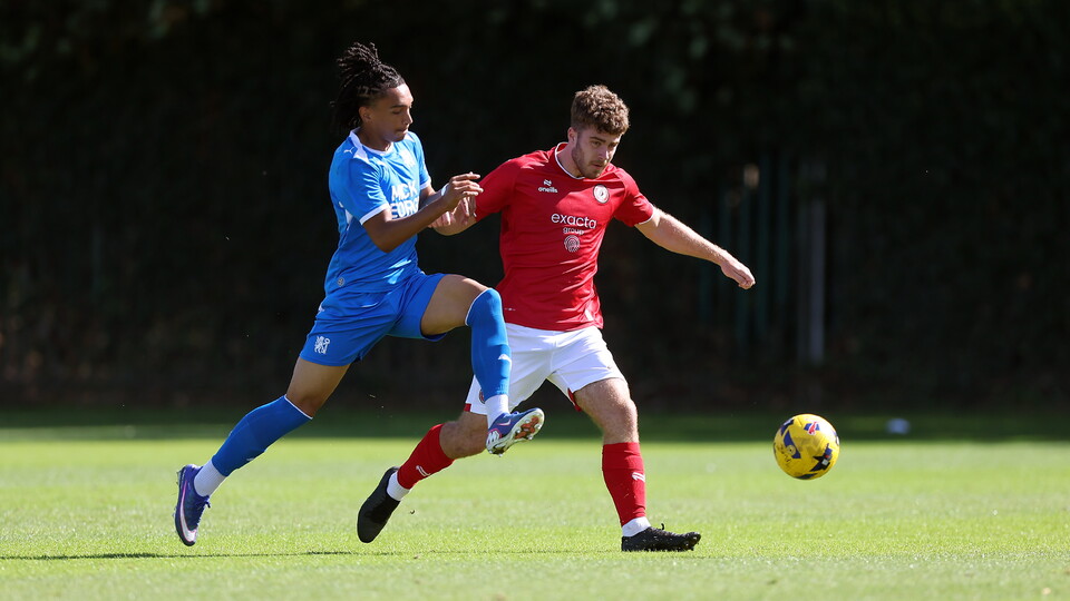 Match action between Posh Under 21s and Bristol City Under 21s