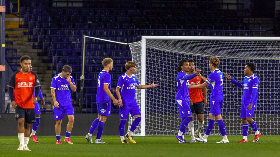 Posh Under 21s celebrate against Luton Town