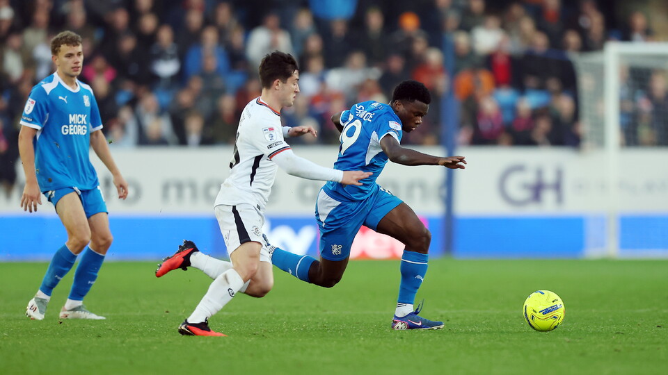 Action between Posh and Luton Town