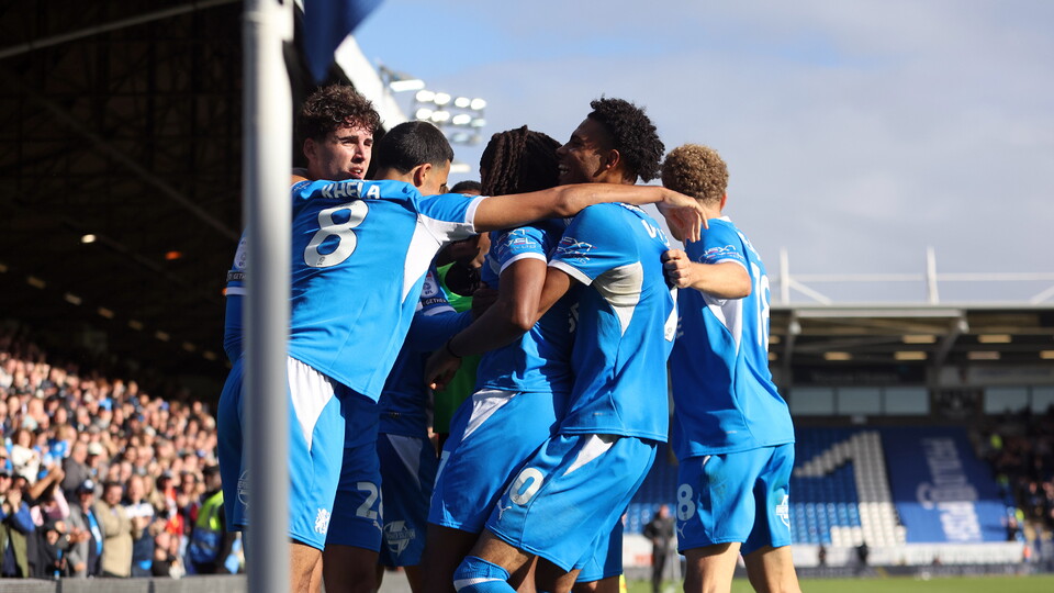 Posh players celebrate scoring