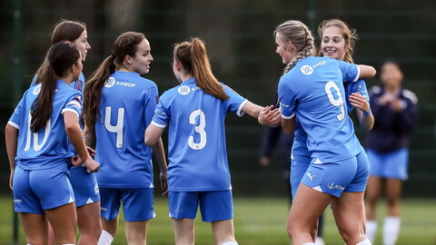 The Posh Under 23s celebrate scoring a goal