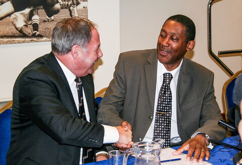 Barry Fry welcomes Keith Alexander to Peterborough United