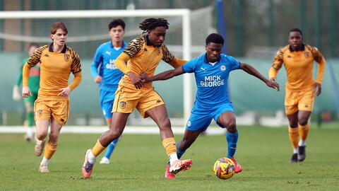 Action between Posh Under 21s and Hull City Under 21s